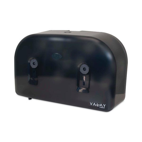 Morcon Tissue Valay Plastic Mini Jumbo Bath Tissue Dispenser, Two Rolls, 9.75 x 15.87 x 5.25, Black VT1003